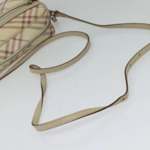 BURBERRY Nova Check Blue Label Shoulder Bag Canvas Beige Silver Auth 118746 - Picture 8 of 16